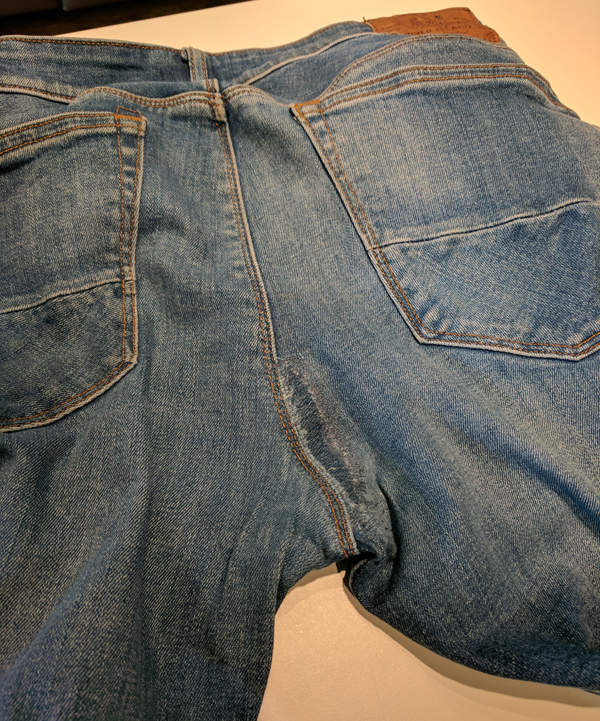 Jeans sown and repaired